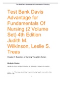 Test Bank Davis Advantage for FundamentalsOf Nursing (2 Volume Set) 4th Edition Judith M. Wilkinson, Leslie S. Treas