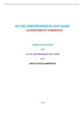 ATI PN COMPREHENSIVE EXIT EXAM (24 VERSIONS) / PN COMPREHENSIVE ATI EXIT EXAM (24 VERSIONS)|VERIFIED AND 100% CORRECT Q & A, COMPLETE DOCUMENT FOR ATI EXAM|