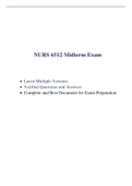 NURS-6512N Midterm Exam (7 Versions, 700 Q & A, 2021) / NURS 6512 Midterm Exam / NURS6512 Midterm Exam / NURS 6512N Midterm Exam: |100 % Verified and Correct Answers|