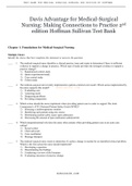 TEST BANK. Davis Advantage for Medical-Surgical Nursing: Making Connections to Practice 2nd edition Hoffman Sullivan. Ch 1-71. 1205 Pages.