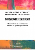 Master scriptie Sociologie Thuiswerken - Effecten mentaal en fysiek - Universiteit Utrecht  geslaagd 2021