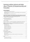 Extensive summary Theories of Entrepreneurship & Innovation (6314M0183Y)