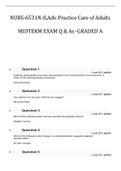 NURS-6531N-8,Adv. Practice Care of Adults MIDTERM EXAM Q & As -GRADED A