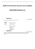 NURS-6531N-8,Adv. Practice Care of Adults MIDTERM EXAM Q & As