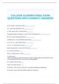 COLLEGE ALGEBRA FINAL EXAM QUESTIONS WITH CORRECT ANSWERS