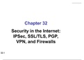 Networking: Security in the Internet IPSec, SSLTLS, PGP, VPN, and Firewalls