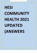 HESI COMMUNITY HEALTH 2021 UPDATED (ANSWERS VERIFIED)