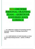 ACE Certified Personal Training Exam &ndash; questions answered &lpar;100&percnt; correct&rpar;