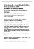 Milestone 1 - Exam Study Guide - Hesi questions and answers&lpar;already passed&rpar;