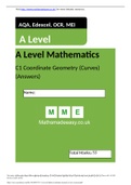 AQA&comma; Edexcel&comma; OCR&comma; MEI A Level Mathematics C1 Coordinate Geometry &lpar;Curves&rpar; &lpar;Answers&rpar;