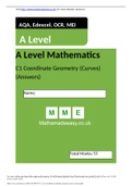 AQA, Edexcel, OCR, MEI A Level Mathematics C1 Coordinate Geometry (Curves) (Answers)