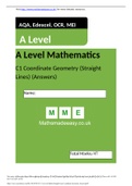 A Level Mathematics C1 Coordinate Geometry &lpar;Straight Lines&rpar; &lpar;Answers