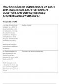 WGU C475 CARE OF OLDER ADULTS OA EXAM 2024-2025 ACTUAL EXAM TEST BANK 70 QUESTIONS AND CORRECT DETAILED ANSWERS&vert;ALREADY GRADED A&plus;