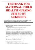TESTBANK FOR MATERNAL CHILD HEALTH NURSING 5TH ED BY McKINNEY