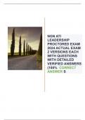 NGN ATI LEADERSHIP PROCTORED EXAM 2024 ACTUAL EXAM 2 VERSIONS EACH WITH QUESTIONS WITH DETAILED VERIFIED ANSWERS &lpar;100&percnt;  CORRECT ANSWER S