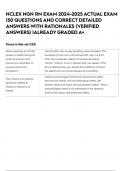 NCLEX NGN RN EXAM 2024-2025 ACTUAL EXAM 150 QUESTIONS AND CORRECT DETAILED ANSWERS WITH RATIONALES &lpar;VERIFIED ANSWERS&rpar; &vert;ALREADY GRADED A&plus;