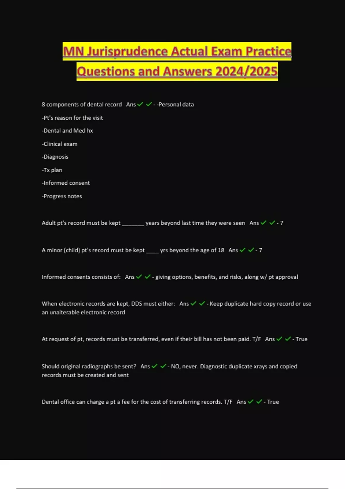 Questions Mn MN Jurisprudence Actual Exam Practice Questions and Answers . - Mn ...