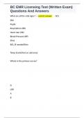 BC EMR Licensing Test &lpar;Written Exam&rpar; Questions And Answers 
