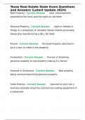 Texas Real Estate State Exam Questions and Answers &lpar;Latest Update 2024&rpar;