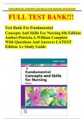 Test Bank For Fundamental  Concepts And Skills For Nursing 6th Edition  Author&colon;Patricia&period;A&period;William Complete With Questions And Answers LATEST Edition A&plus; Study Guide 