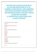 MATHNASIUM JOB ASSESSMENT EXAM 2024-2025 WITH ACTUAL  CORRECT QUESTIONS AND VERIFIED  DETAILED ANSWERS &vert;FREQUENTLY  TESTED QUESTIONS AND SOLUTIONS  &vert;ALREADY GRADED  A&plus;&vert;NEWEST&vert;GUARANTEED PASS  &vert;LATEST UPDATE