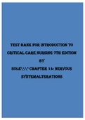 MEDICINE D33 test-bank-for-introduction-to-critical-care-nursing-7th-edition-by-sole-chapter-14-nervous-system
