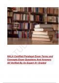NALA Certified Paralegal Exam Terms and Concepts Exam Questions And Answers All Verified By An Expert A&plus; Graded  
