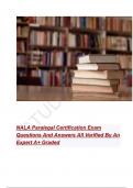 NALA Paralegal Certification Exam Questions And Answers All Verified By An Expert A&plus; Graded 