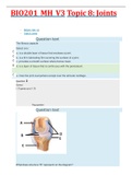 BIO201&lowbar;MH&lowbar;V3 Topic 8&colon; Joints &lpar;A&period;&comma; hinge joint&comma; Glenohumeral joint&rpar; EXAM &vert; 100 OUT OF 100 &vert; VERIFIED ANSWERS &lpar;GRADED A&rpar;