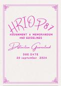 HRIOP87 Assignment 4 MEMORANDUM AND GUIDELINES DUE 20 SEPTEMBER 2024