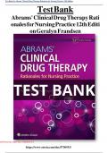 Test Bank - Abrams&rsquo; Clinical Drug Therapy&colon; Rationales for Nursing Practice&comma; 13th Edition &lpar;Frandsen&comma; 2025&rpar;&comma; Chapter 1-61 &vert; All Chapters