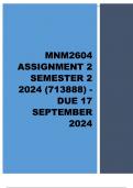 MNM2604 Assignment 2 &lpar;COMPLETE ANSWERS&rpar; Semester 2 2024 &lpar;713888&rpar; - DUE 17 September