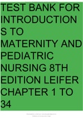 TESTBANK FOR INTRODUCTION TO MATERNITY AND PEDIATRIC NURSING 8TH EDITION LEIFER CHAPTER 1-34