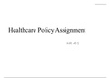 NR 451 Week 3 Assignment: Healthcare Policy