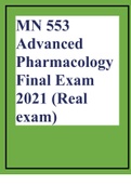 MN 553 Advanced Pharmacology Final Exam 2021
