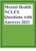 Mental Health NCLEX Questions with Answers 2021