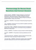 Pharmacology for Nurses Exam  Questions And Correct Answers   