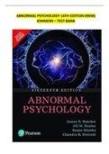 ABNORMAL PSYCHOLOGY 14TH EDITION KRING JOHNSON – TEST BANK