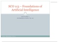 SCO 113 – Foundations of  Artificial Intelligence  : COMPUTER SCIENCE