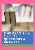 MNO EXAM 1 &lpar;ch 1 - ch 8&rpar; QUESTIONS & ANSWERS SCORED A&plus;