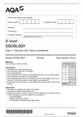 AQA A LEVEL SOCIOLOGY  PAPER 1 QUESTION PAPER 2024  &lpar; 7192&sol;1 &colon; Education  With Theory And Methods &rpar;