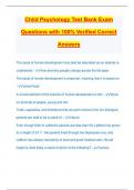 Child Psychology Test Bank Exam Questions with 100&percnt; Verified Correct Answers