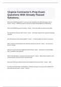  Virginia Contractor's Prep Exam Questions With Already Passed Solutions&period;