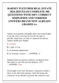 BARNEY FLETCHER REAL ESTATE 2024-2025 EXAM COMPLETE 300  QUESTIONS WITH 100&percnt; CORRECT  SIMPLIFIED AND VERIFIED  ANSWERS BRAND NEW ALREADY GRADED A&plus;