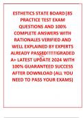 ESTHETICS STATE BOARD&vert;85 PRACTICE TEST EXAM QUESTIONS AND 100&percnt; COMPLETE ANSWERS WITH RATIONALES VERIFIED AND WELL EXPLAINED BY EXPERTS ALREADY PASSED&excl;&excl;&excl;&excl;&excl;&excl;GRADED A&plus; LATEST UPDATE 2024 WITH 100&percnt; GUARANTEED SUCCESS AFTER DOWNLOAD &lpar;ALL YOU NEED TO PASS YOUR 