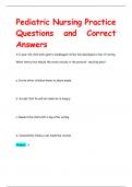 Pediatric Nursing Practice Questions and Correct Answers