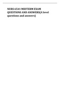 NURS 6541 MIDTERM EXAM QUESTIONS AND ANSWERS(A level questions and answers)