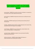 Communication in health care Exam guide with Complete Solutions&sol; Correct-Verified Answers