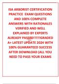 ISA ARBORIST CERTIFICATION PRACTICE  EXAM QUESTIONS AND 100&percnt; COMPLETE ANSWERS WITH RATIONALES VERIFIED AND WELL EXPLAINED BY EXPERTS ALREADY PASSED&excl;&excl;&excl;&excl;&excl;&excl;GRADED A&plus; LATEST UPDATE 2024 WITH 100&percnt; GUARANTEED SUCCESS AFTER DOWNLOAD &lpar;ALL YOU NEED TO PASS YOUR EX
