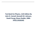 Test Bank For Physics, 11th Edition By John D. Cutnell, Kenneth W. Johnson, David Young, Shane Stadler.